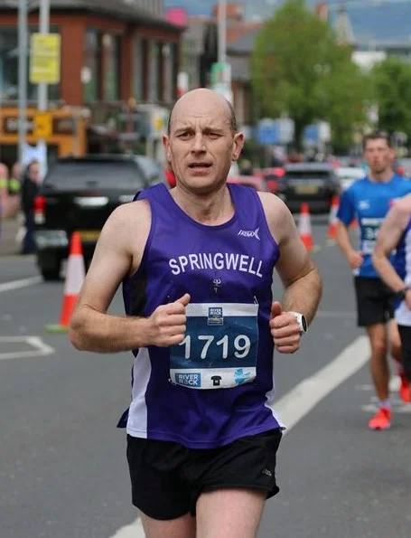 Jimmy Stewart at the Belfast City Marathon (photo Robbie Marsh)