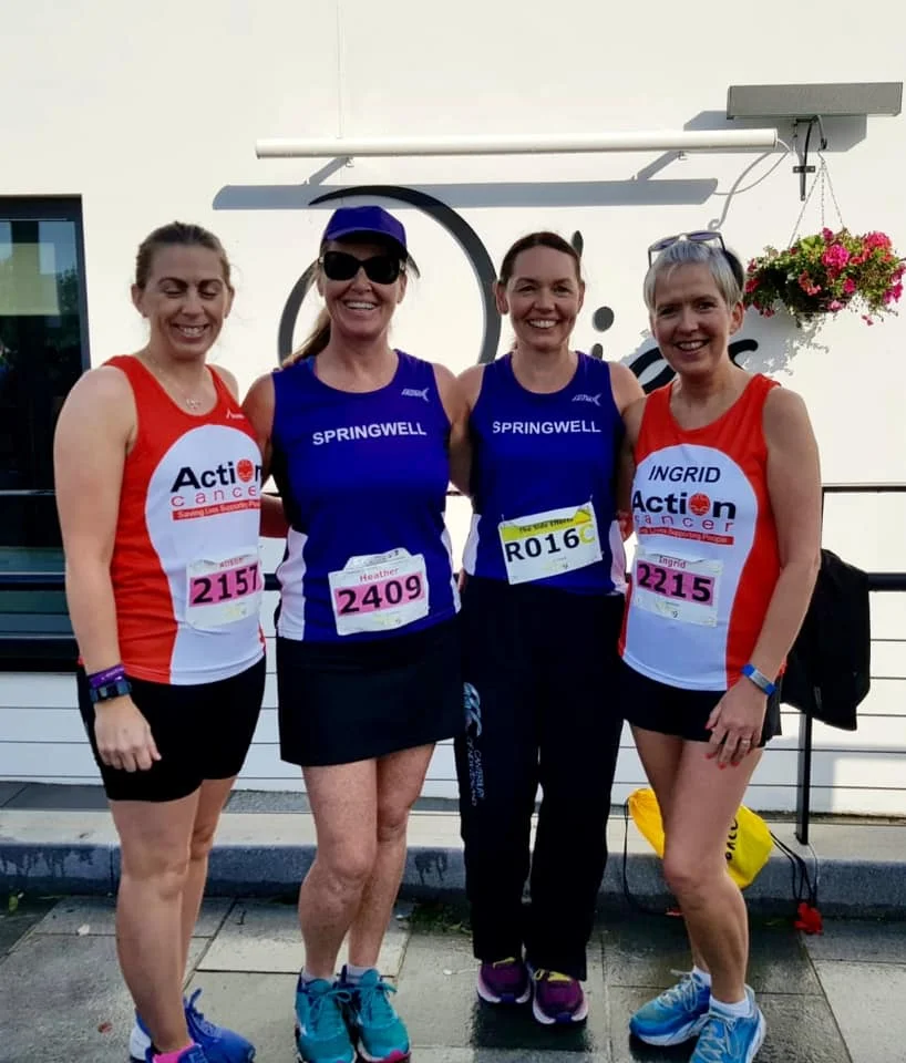 Alison Duncan, Heather McLaughlin, Lorraine Mullan and Ingrid Hamilton at the Waterside Half Marathon