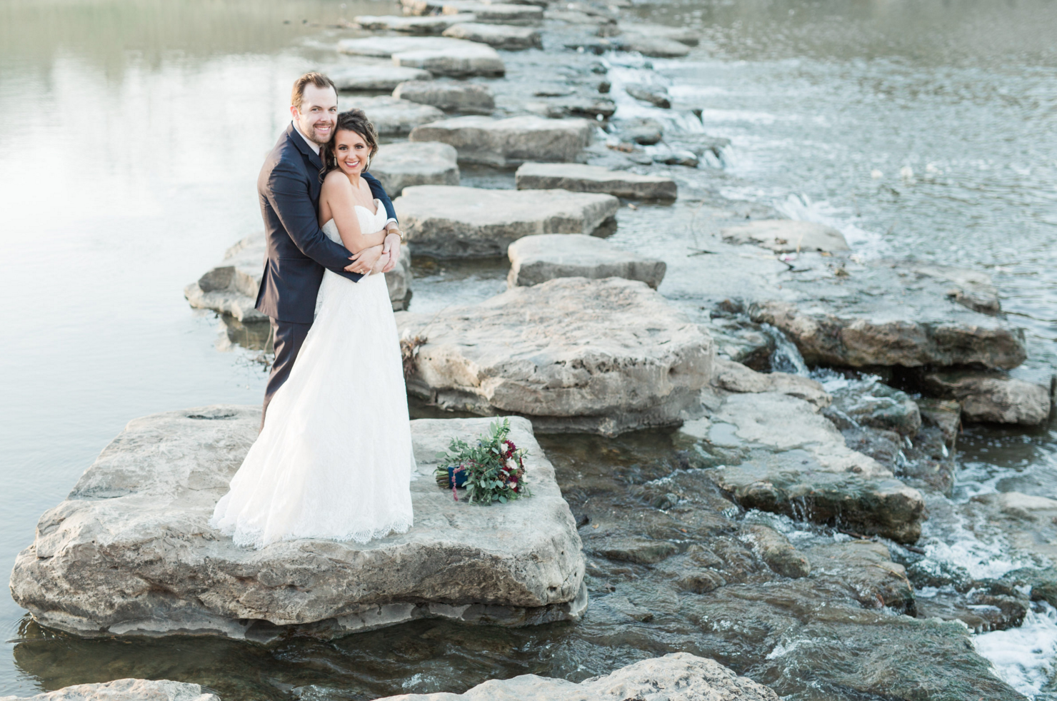 Bride and Groom Portraits in Trinity Park | Maroon and Navy Rustic Winter Wedding in Fort Worth, TX