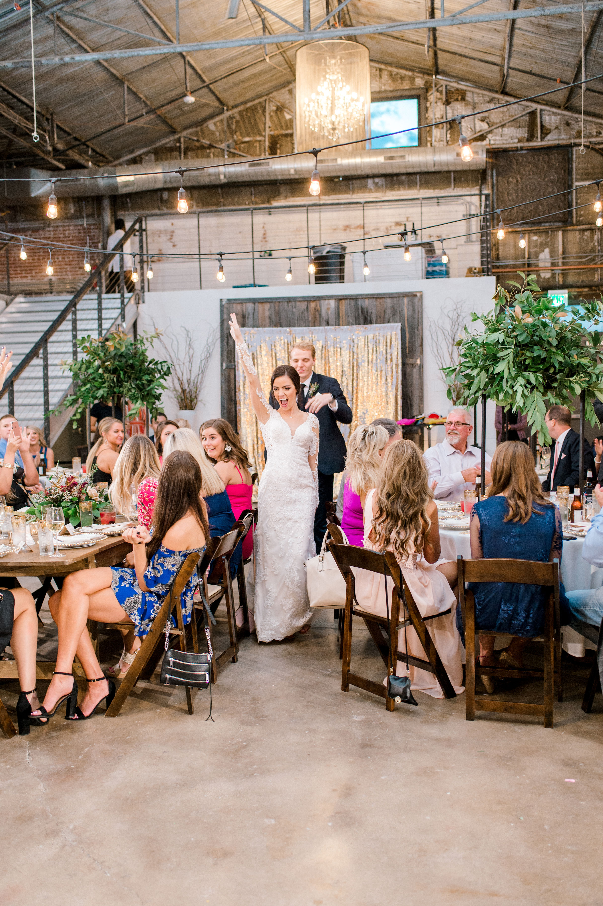 Modern Bohemian Industrial Wedding Reception | Fall Wedding Reception in Downtown Fort Worth