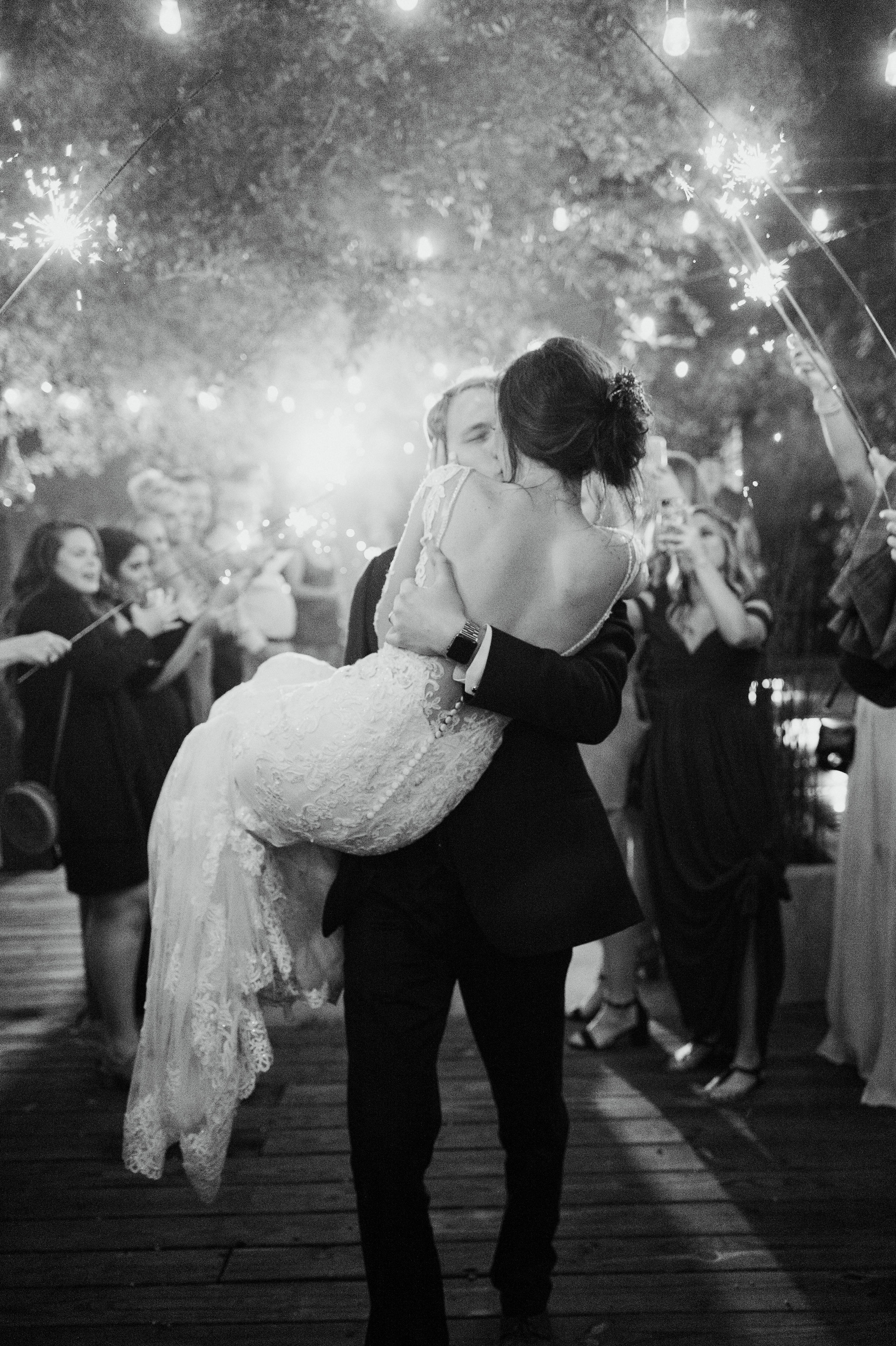 Wedding Sparkler Grand Exit | Modern Industrial Fall Downtown Fort Worth Wedding