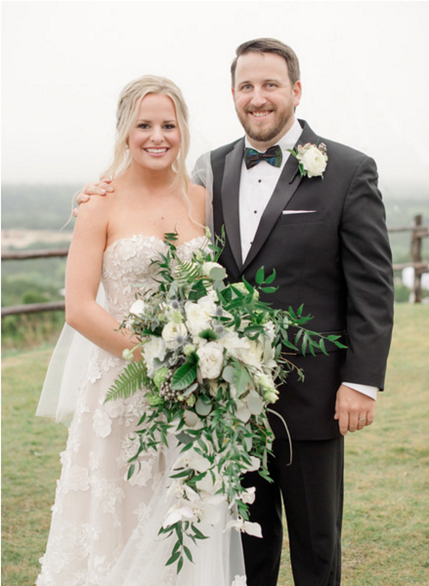 Organic Cascading Bridal Bouquet | Spring Texas Vineyard Wedding