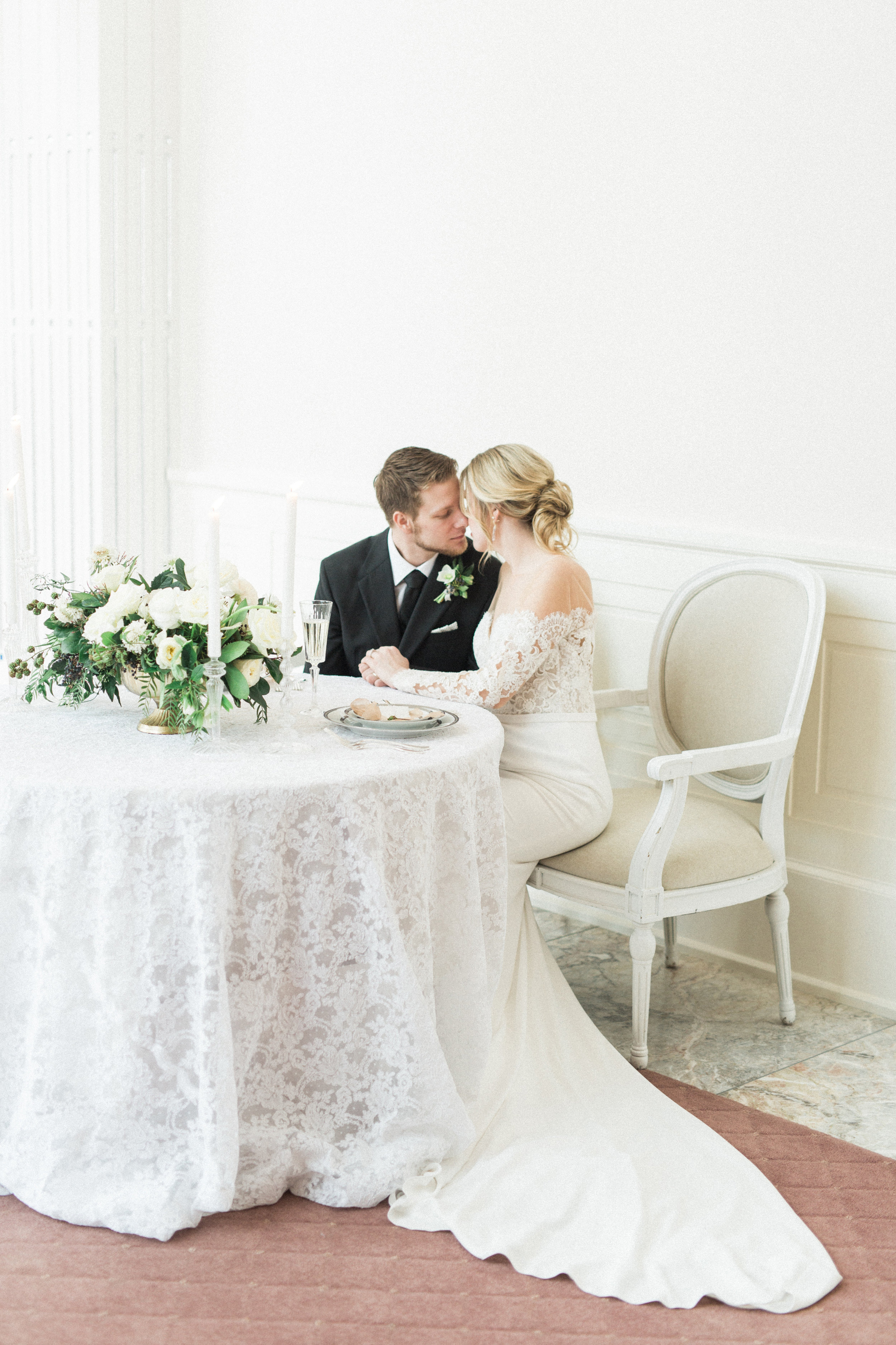Intimate Wedding Sweetheart Table | Fine Art European Inspired Winter Wedding