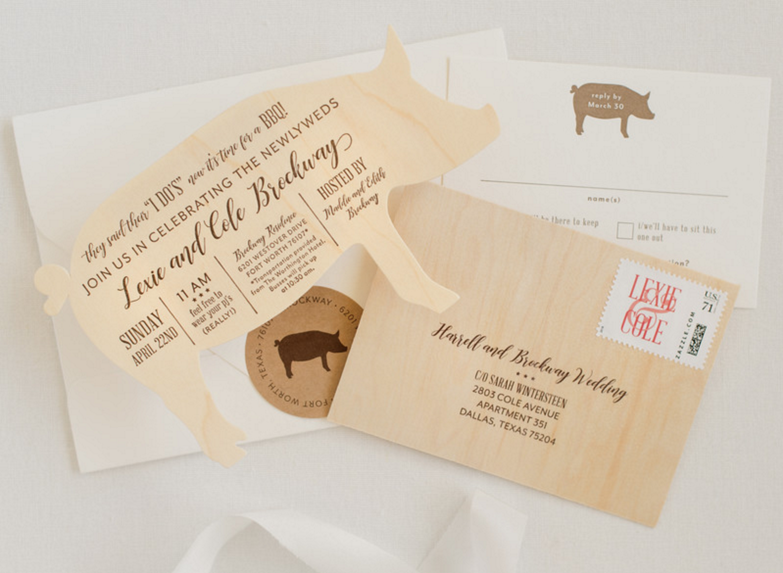 Custom Laser Cut Invitations | Rustic Vibrant Southern Backyard BBQ in Fort Worth