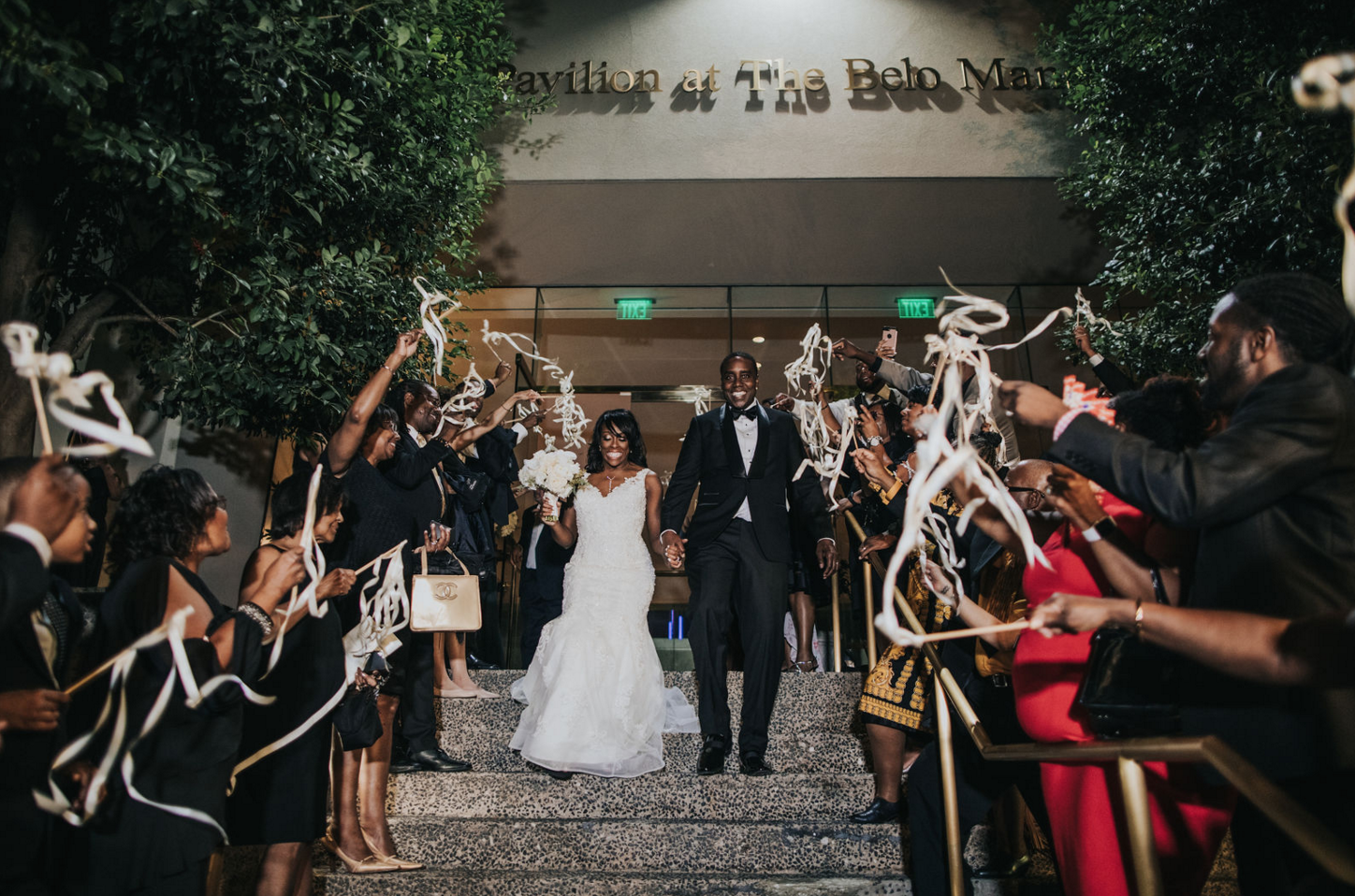 Streamer Wedding Exit | Downtown Dallas Wedding Reception