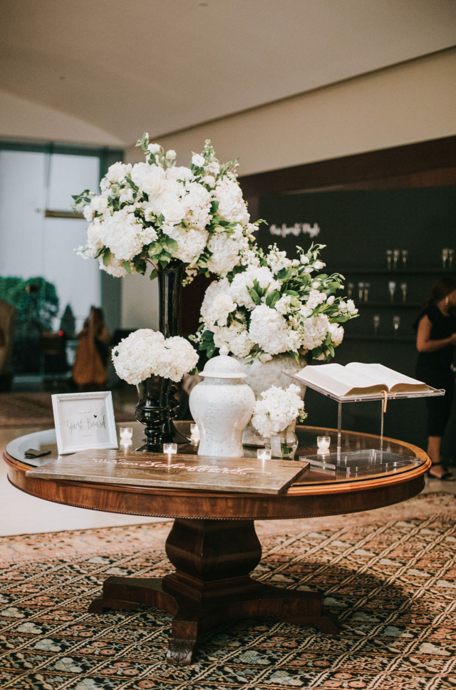 Modern White Wedding Reception | Downtown Dallas Wedding