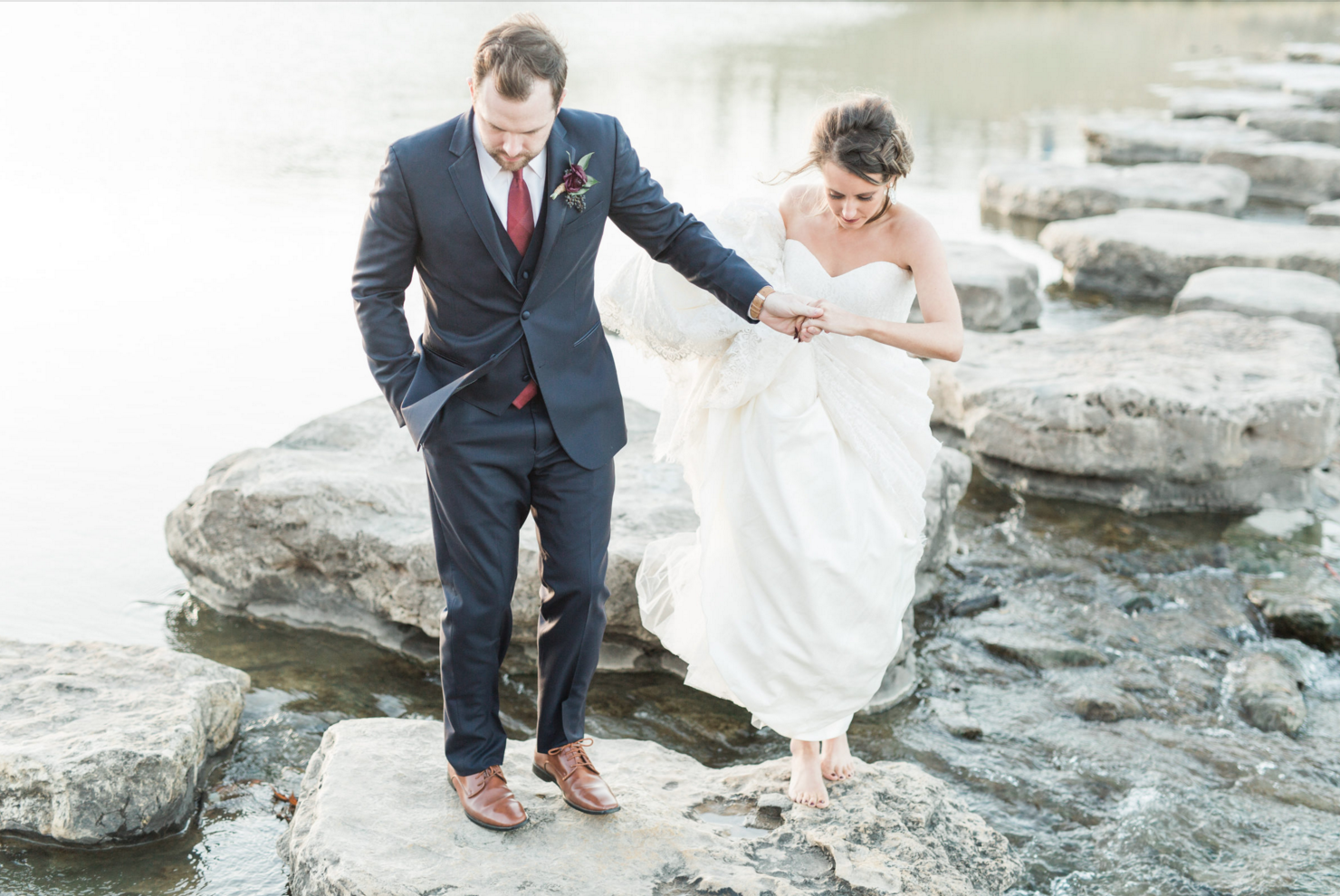 winter rustic wedding bride and groom outdoor portraits 