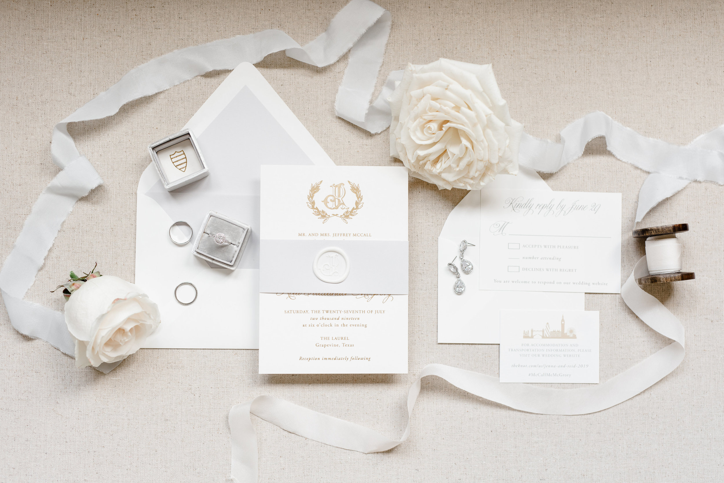 grey and gold wedding invitations
