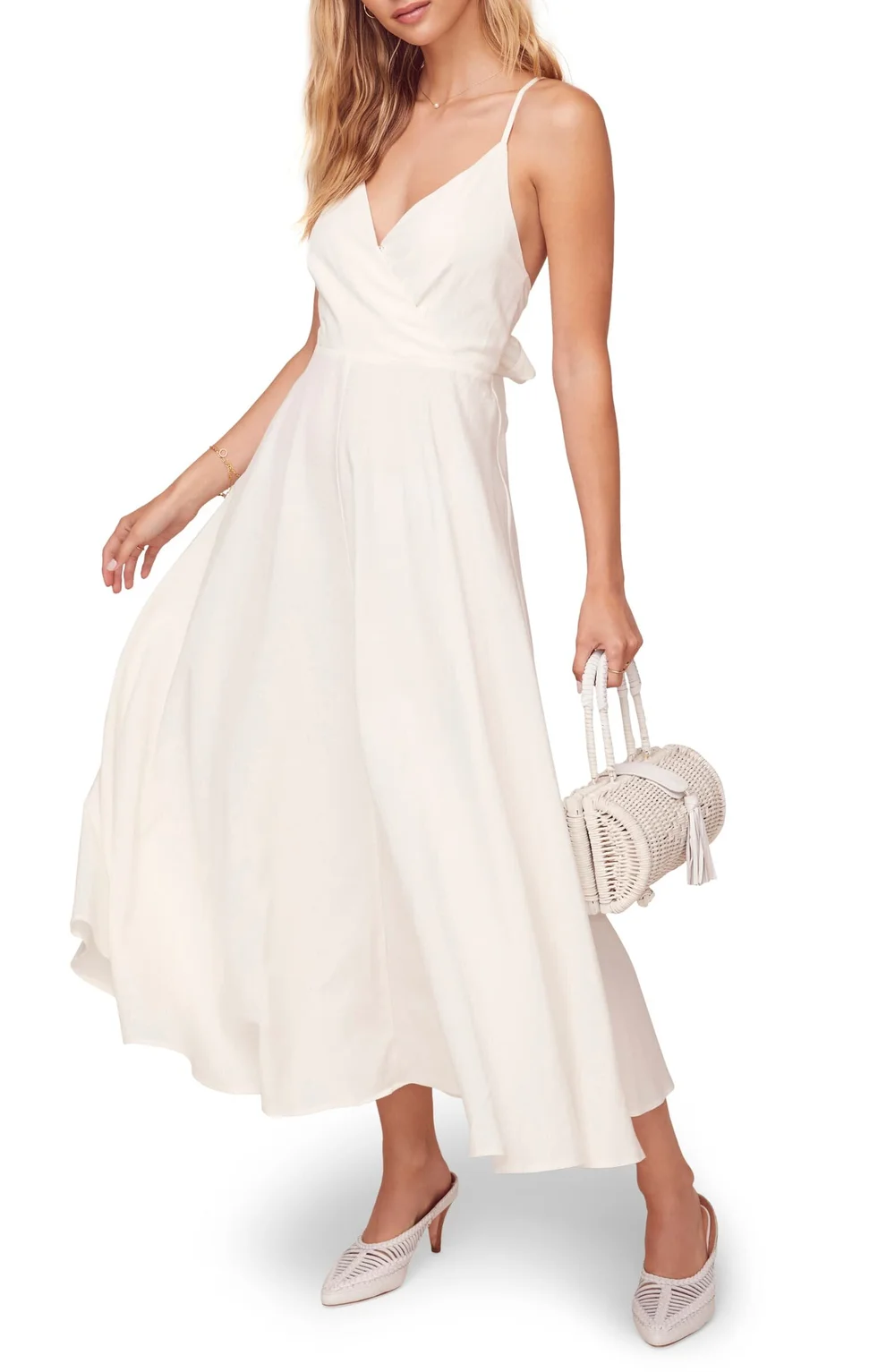 chinese dress ladies Love Swept White Sleeveless Lace High-Low Midi Dress – Dressystar main image 1