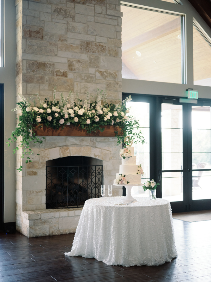 wedding fireplace mantle flowers