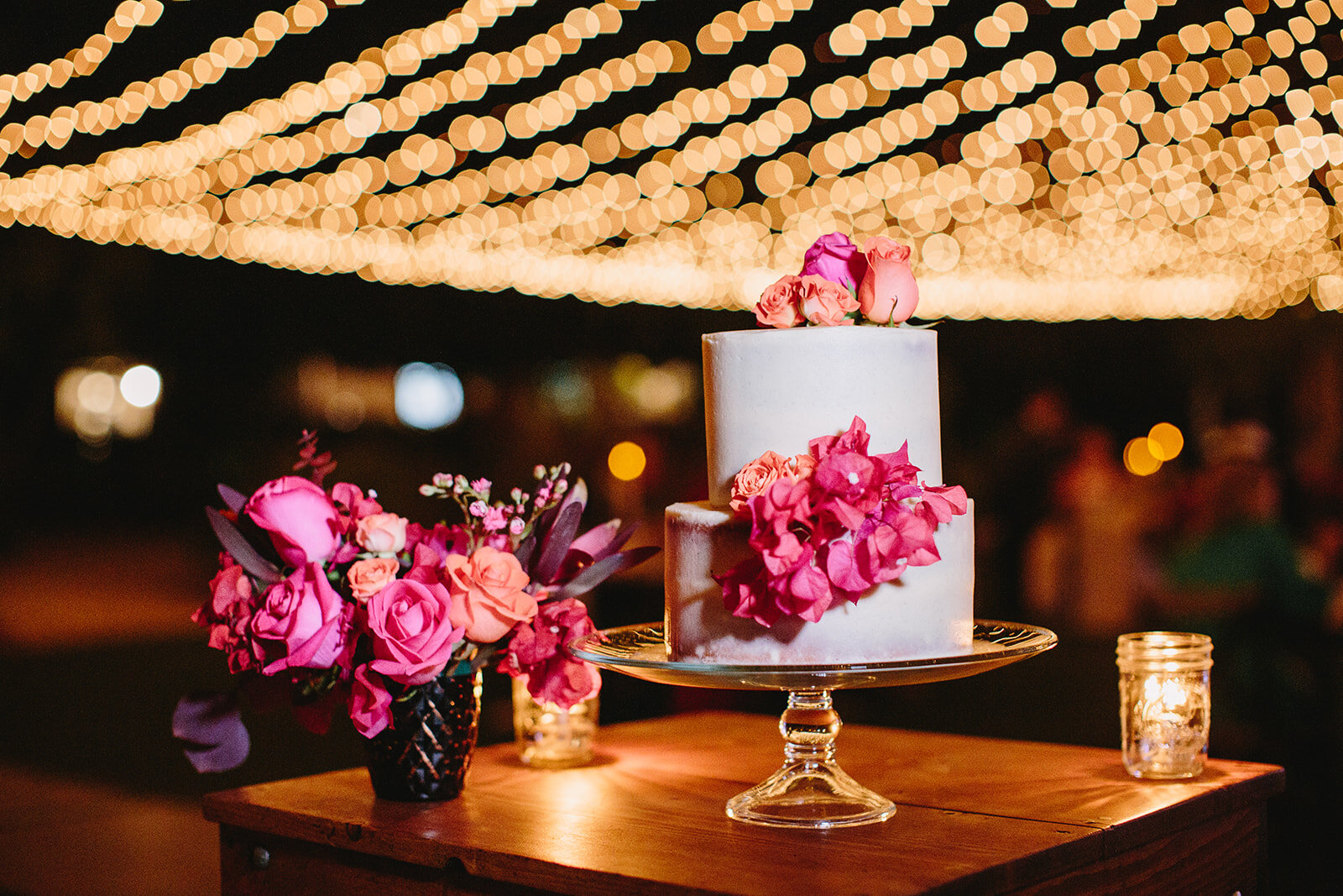 tropical destination wedding cake