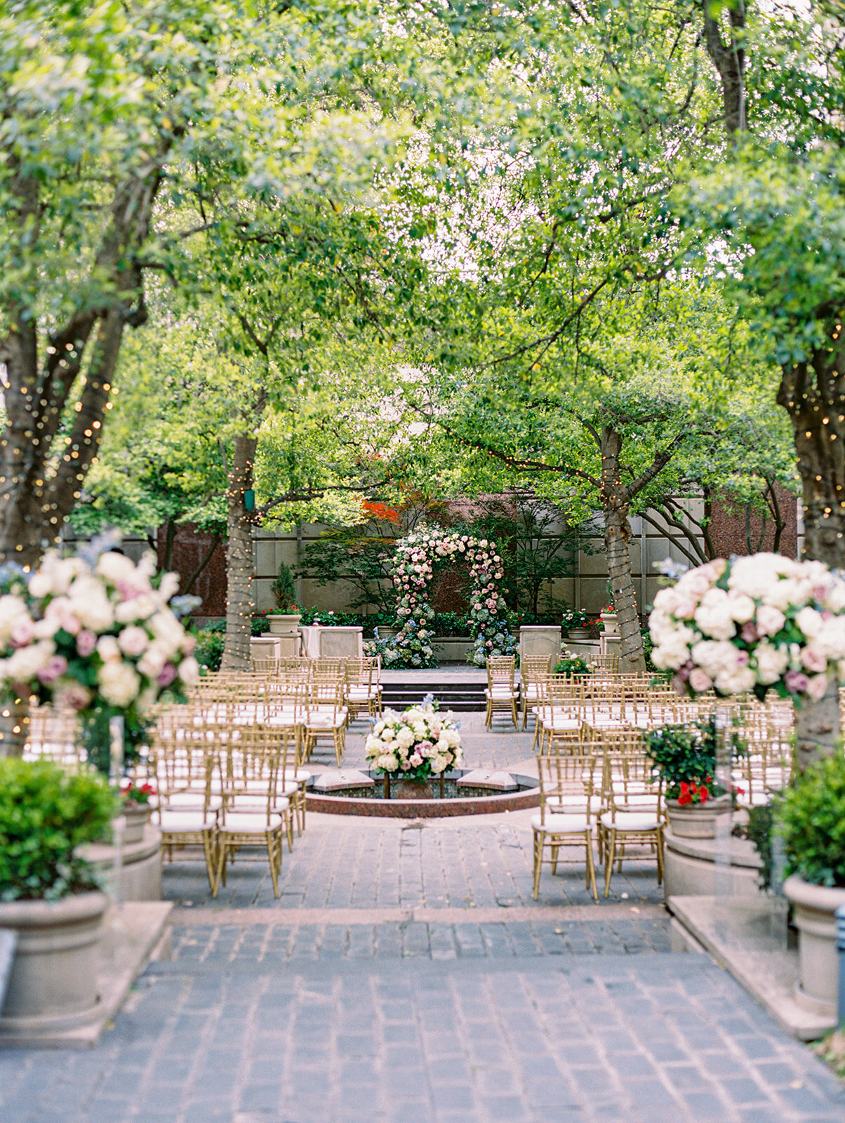 outdoor spring wedding ceremony flowers