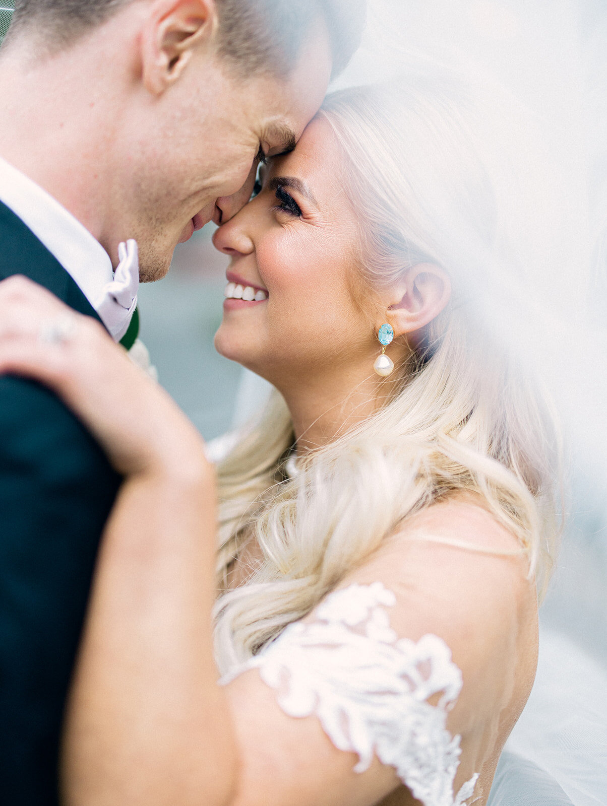 bride and groom veil portraits wedding