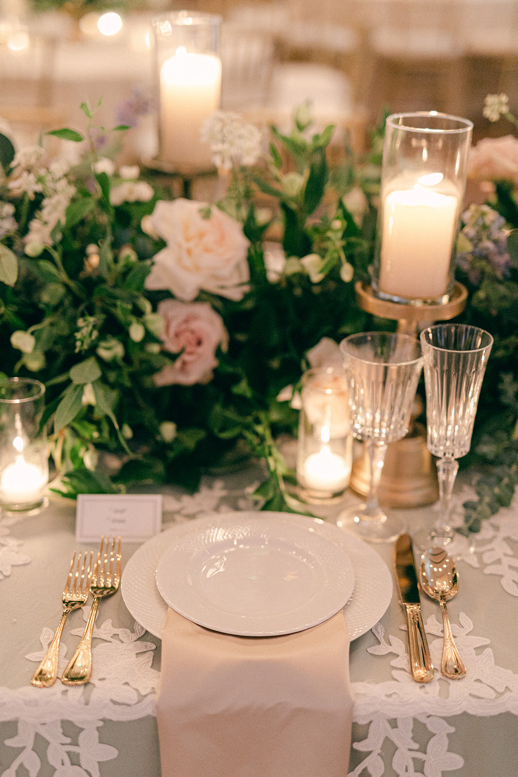 garden inspired floral ballroom wedding design