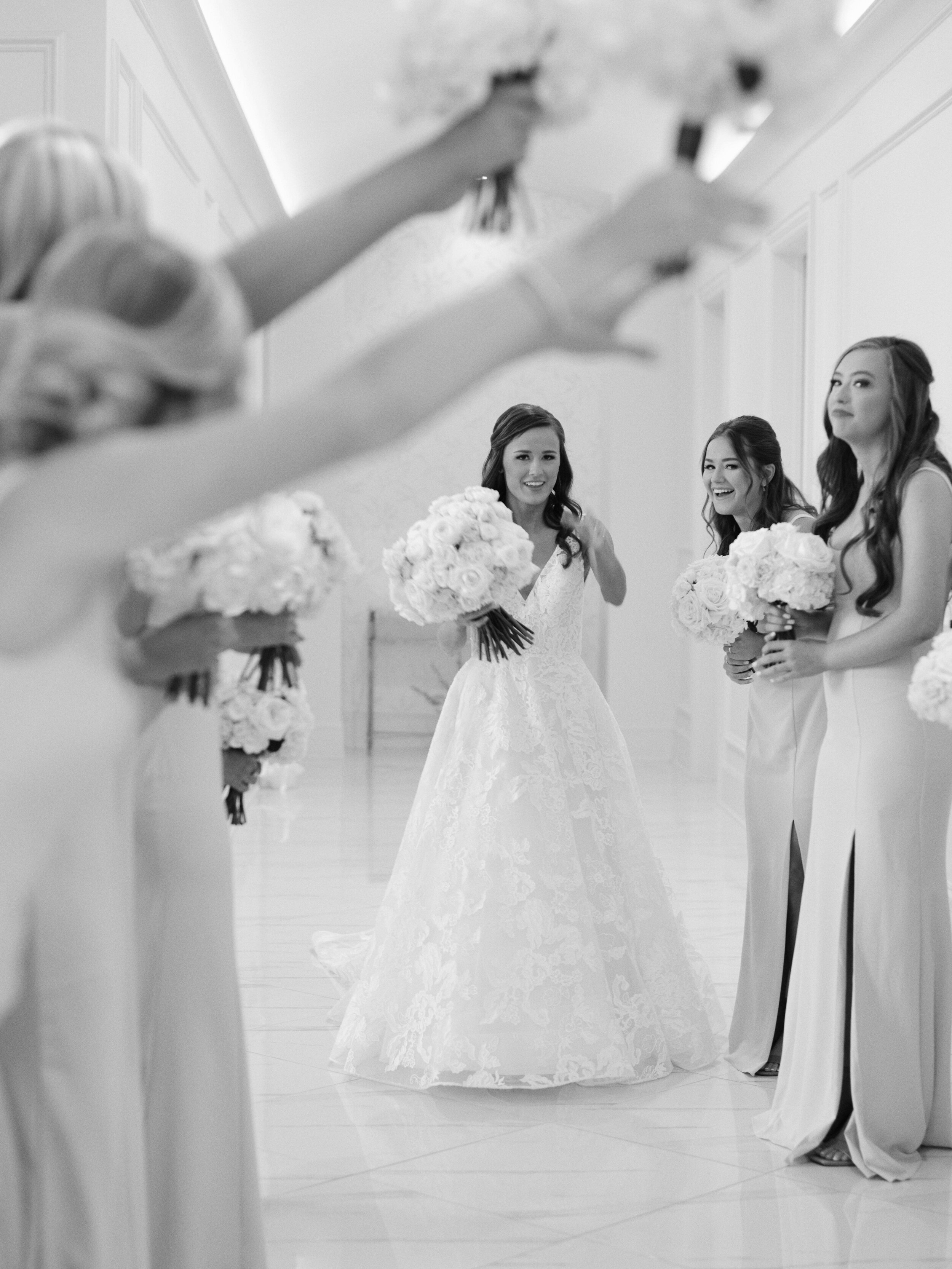 black and white wedding photography bridal party