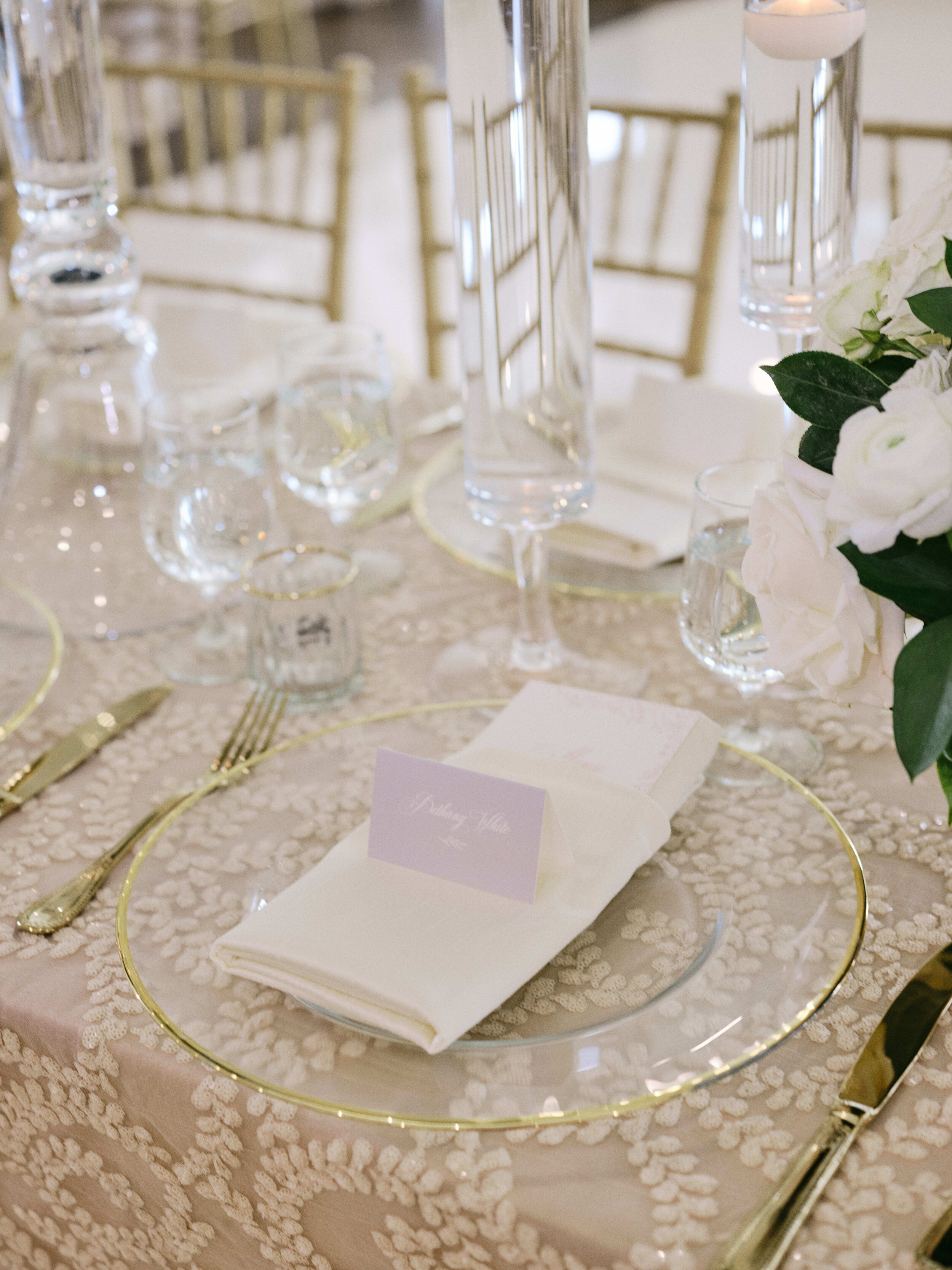 wedding ballroom head table place settings