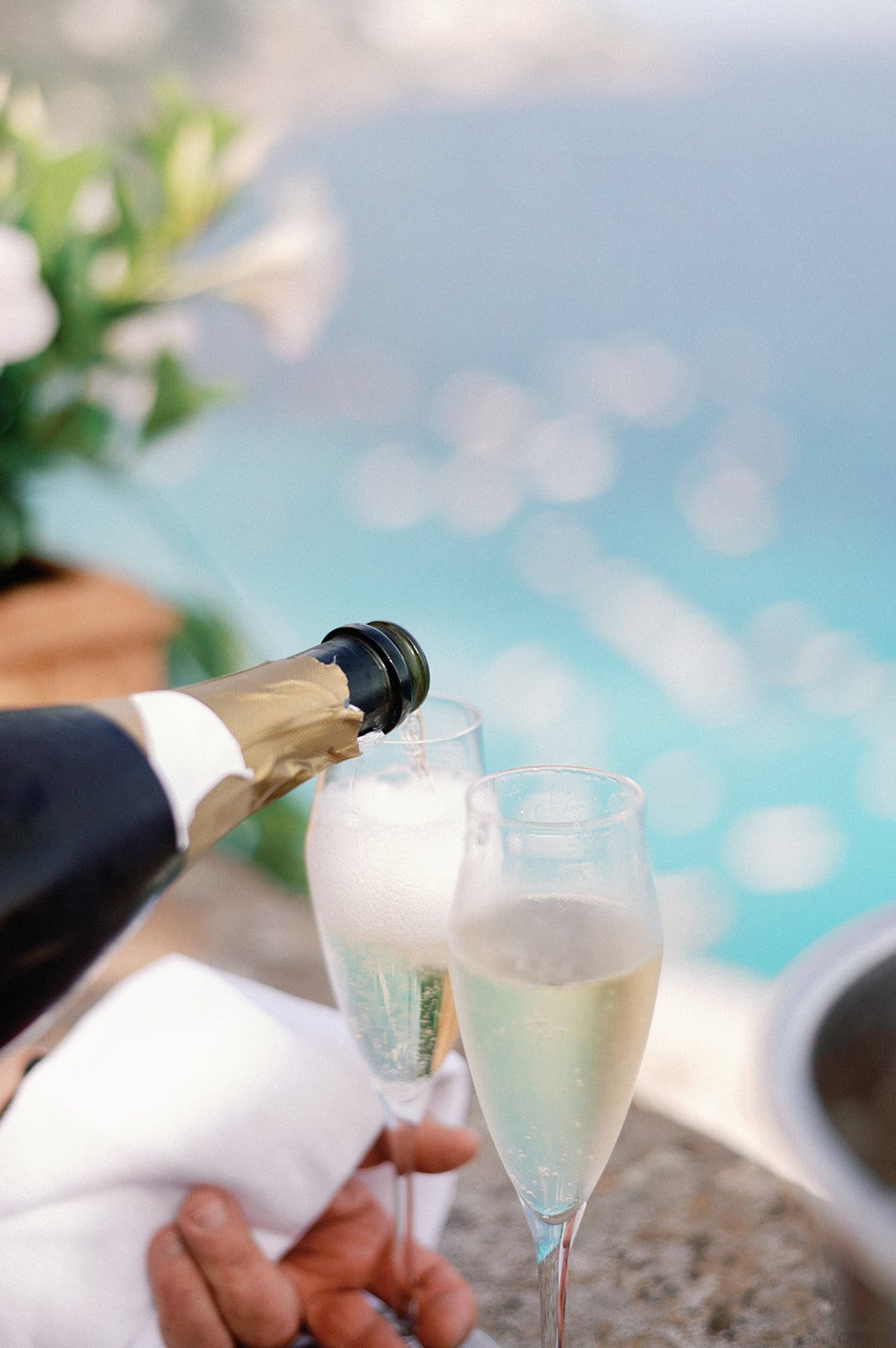 positano wedding champagne toast