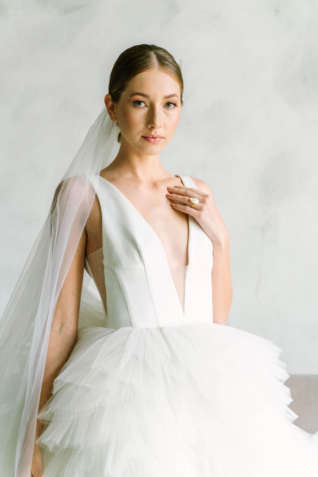 ruffle wedding gown portraits