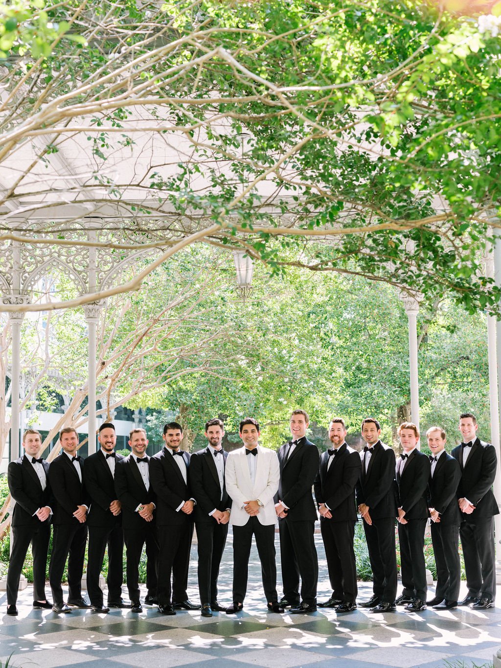 black and white wedding party