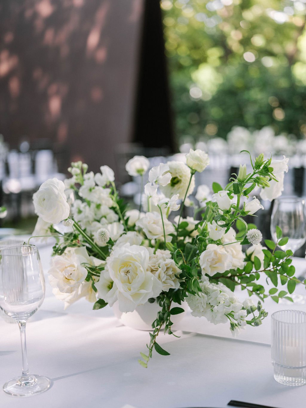 all white flowers garden wedding