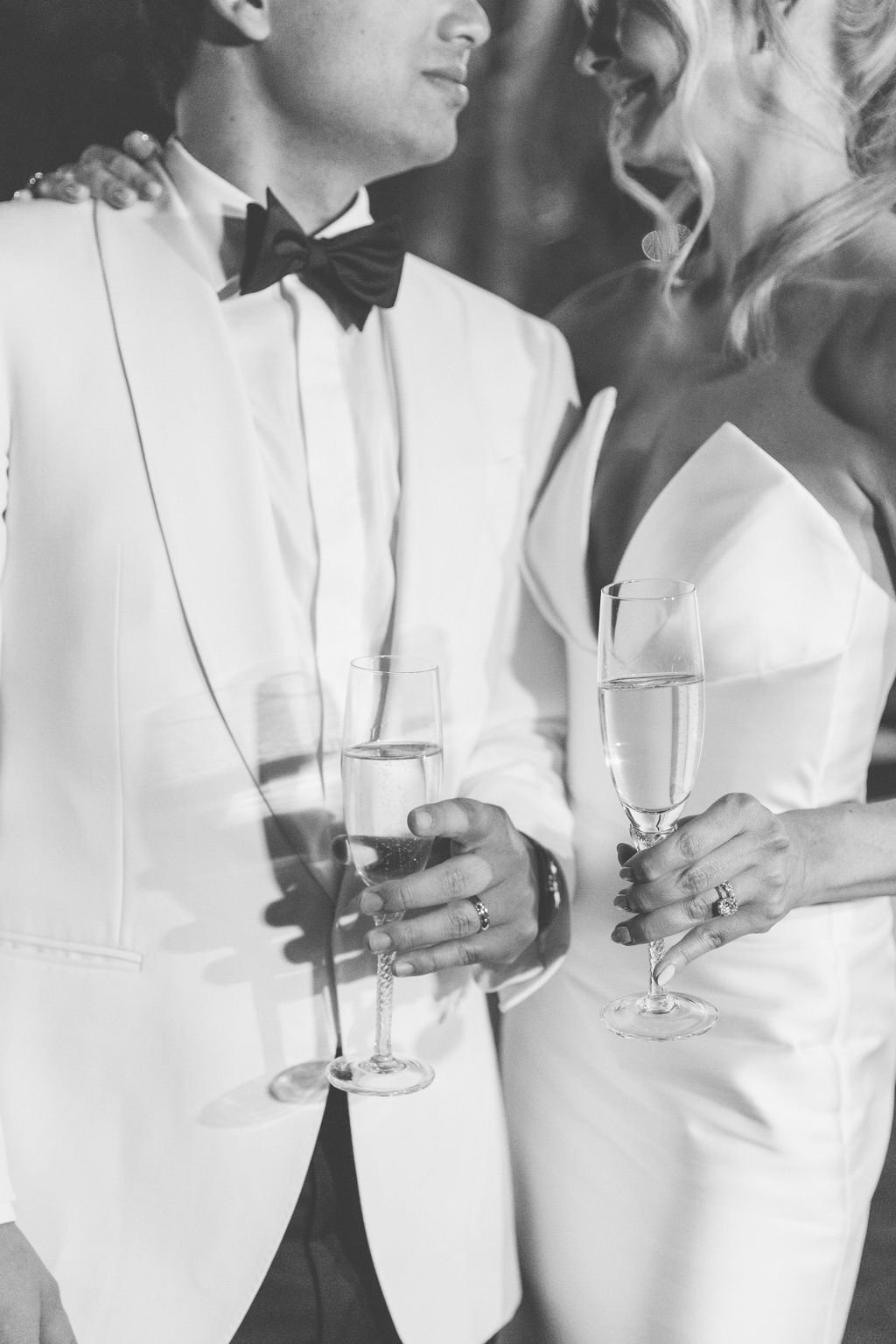 classy bride and groom black and white wedding