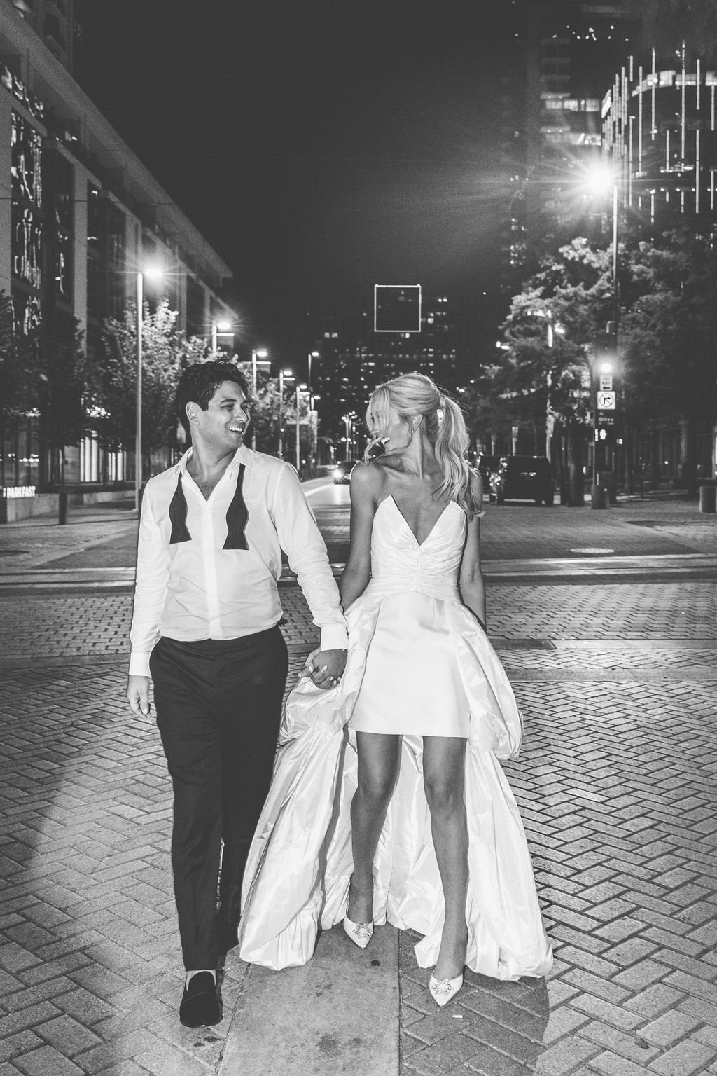downtown bride and groom portraits