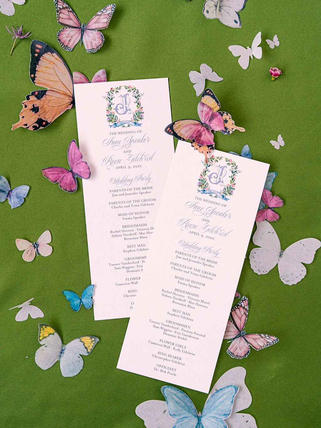 butterfly garden theme wedding ceremony programs