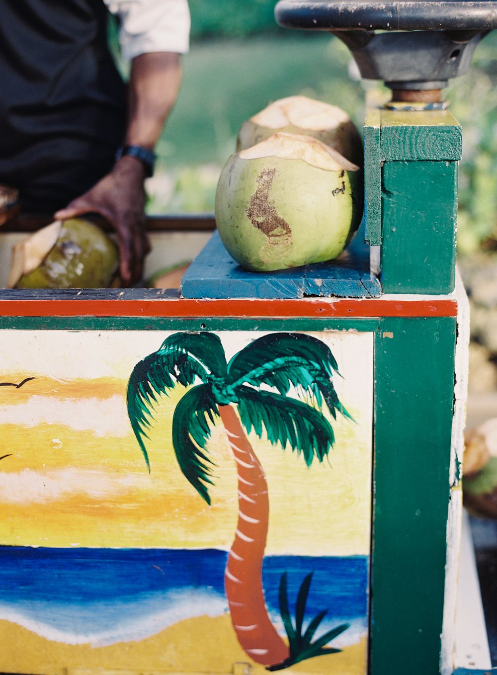 jamaica wedding coconut drink cart