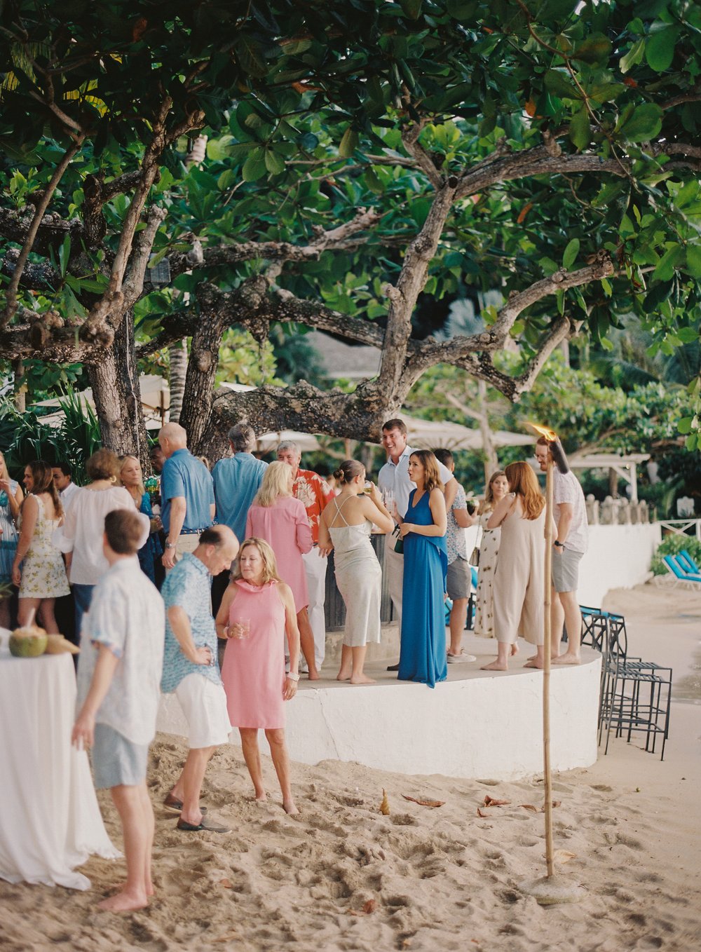 destination wedding welcome party on the beach