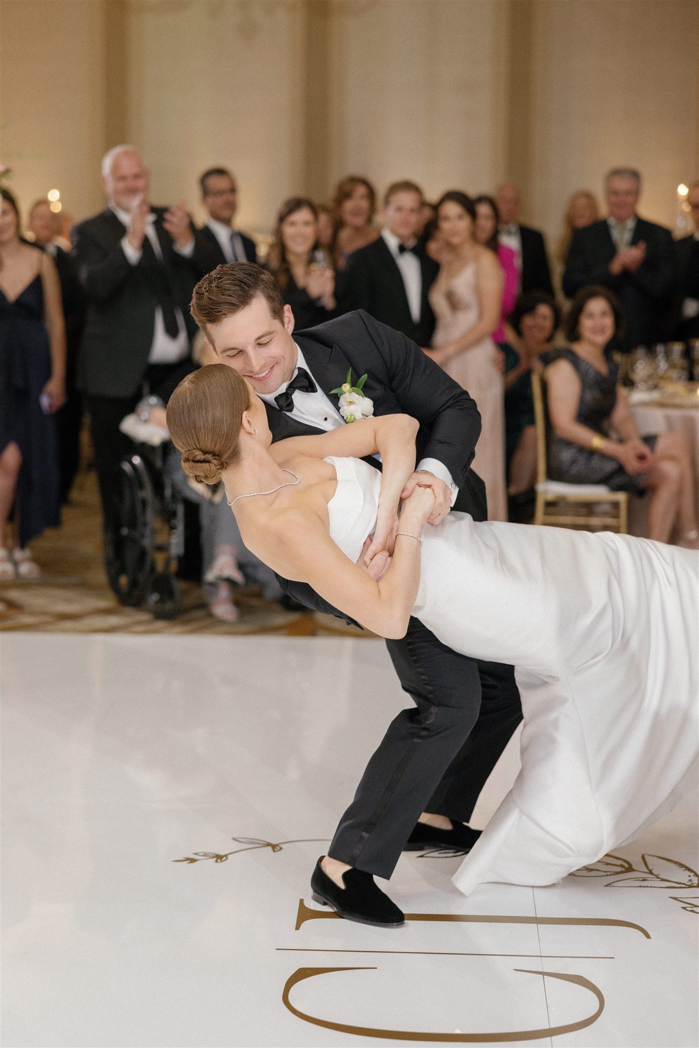 bride and groom ballroom dallas wedding adolphus first dance