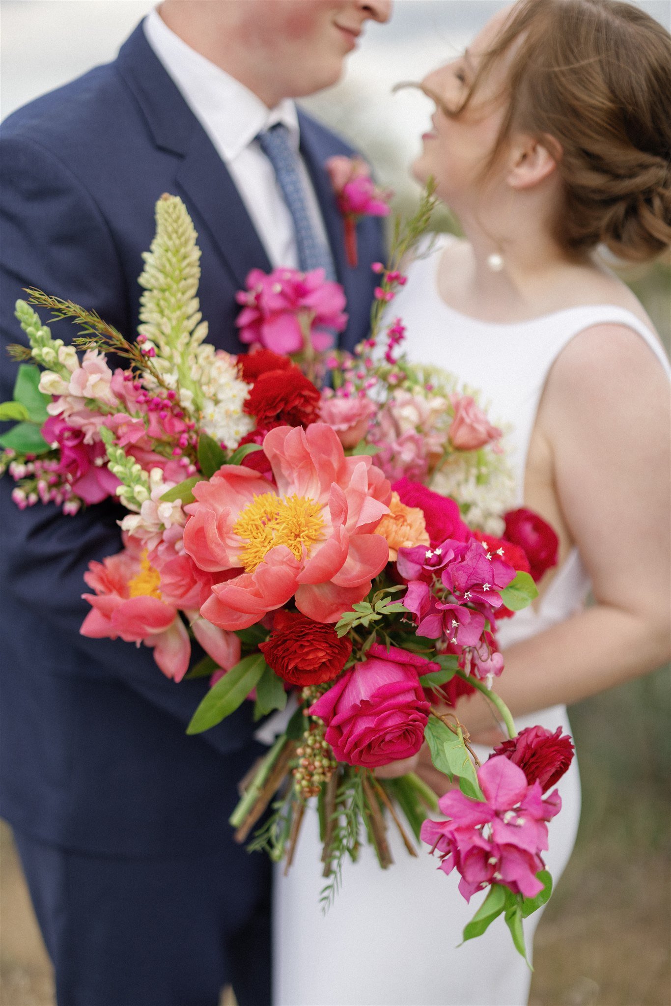 colorful new mexico wedding flowers outdoor ceremony