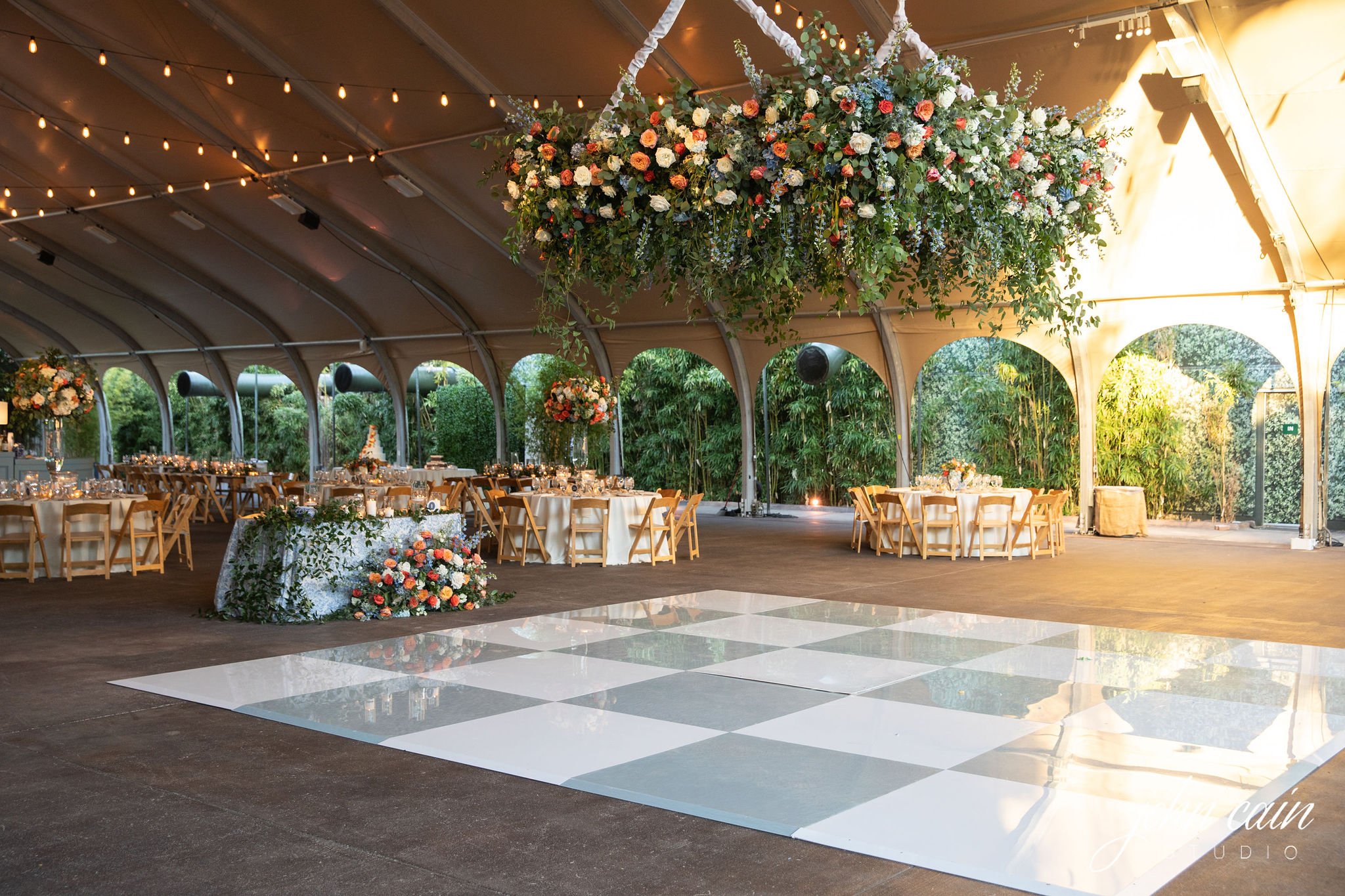 blue and white checkered dance floor fall wedding fort worth zoo
