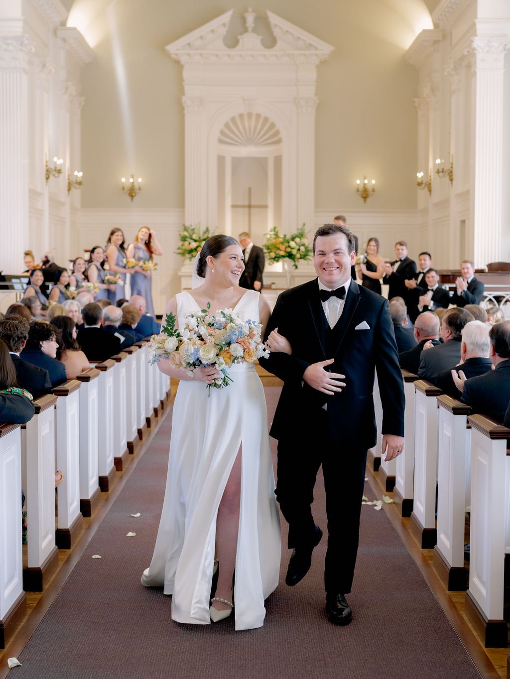 tcu chapel wedding cermeony bride and groom recessional