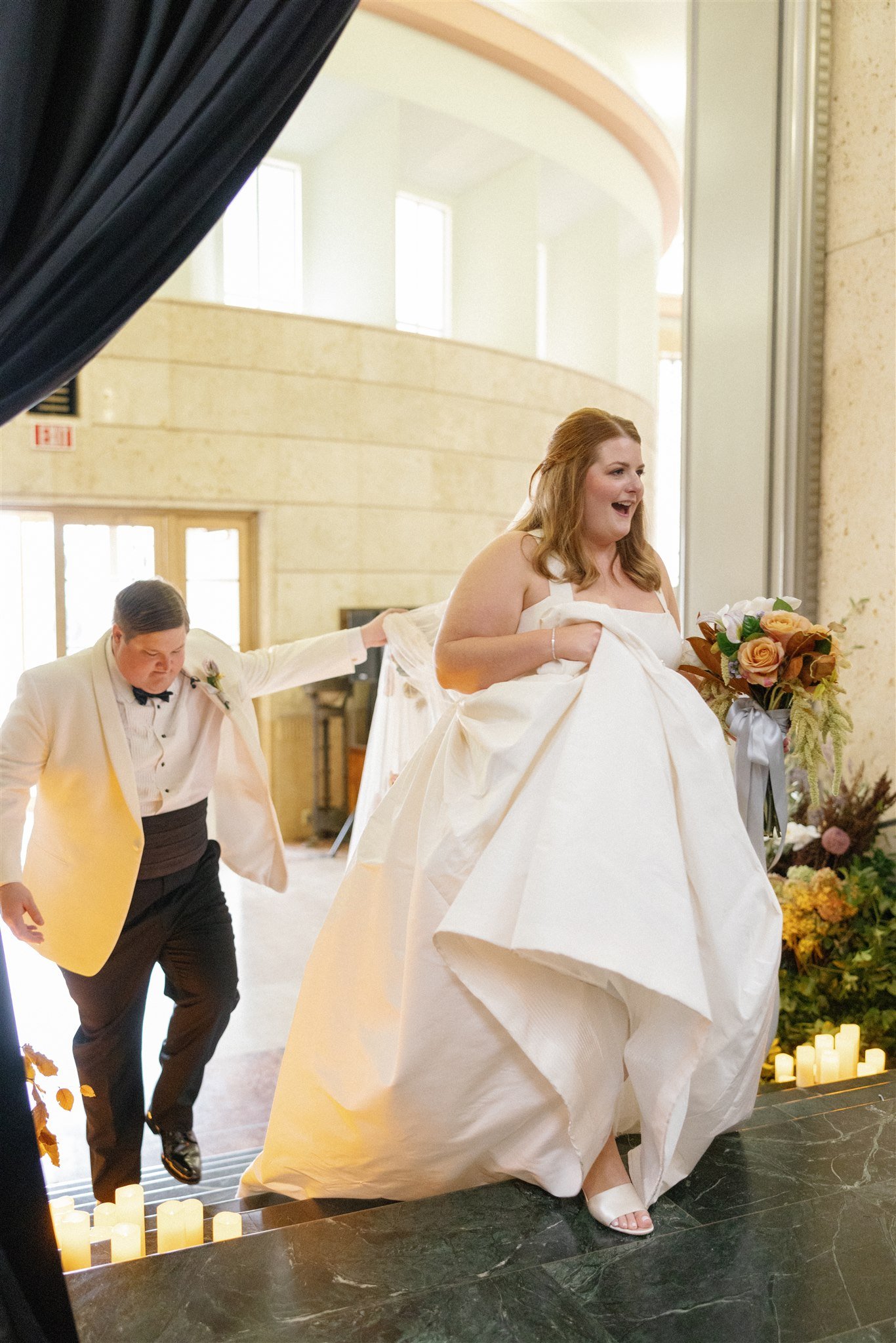 bride and groom reception room reveal dallas wedding