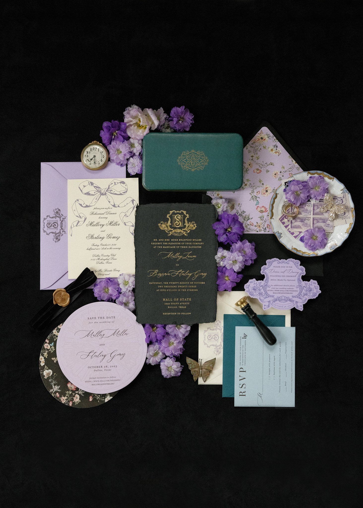 black gold foil wedding invitations moody wedding design dallas texas wedding