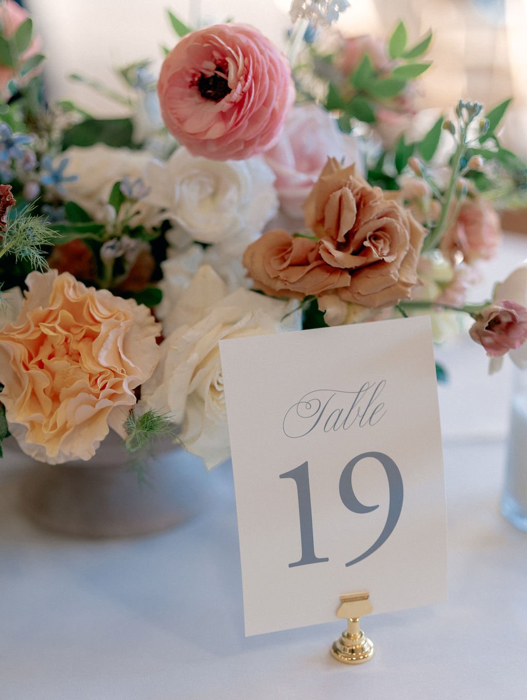 fall wedding table number blue