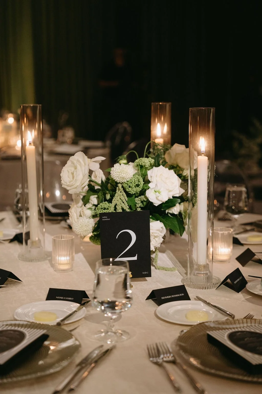 black and green wedding reception design