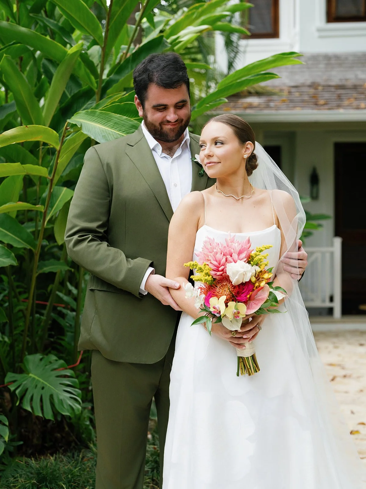 tropical wedding jamaica bride and groom