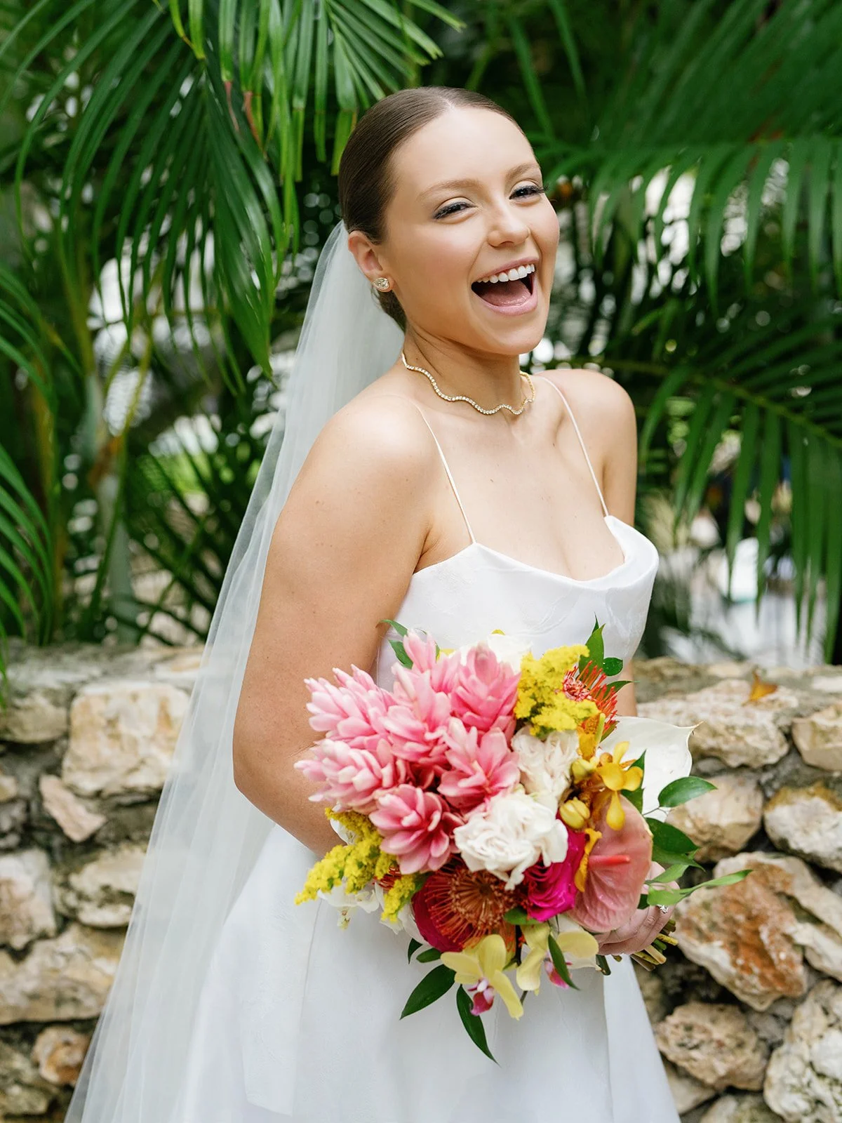 tropical bridal bouquet jamaica wedding