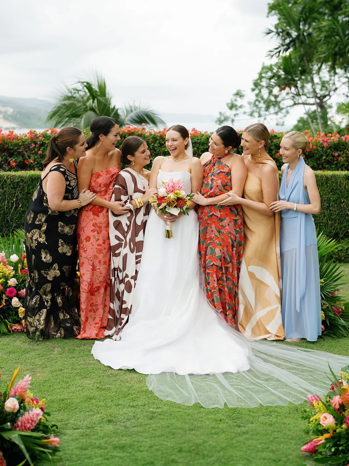 tropical wedding guest black tie dresses