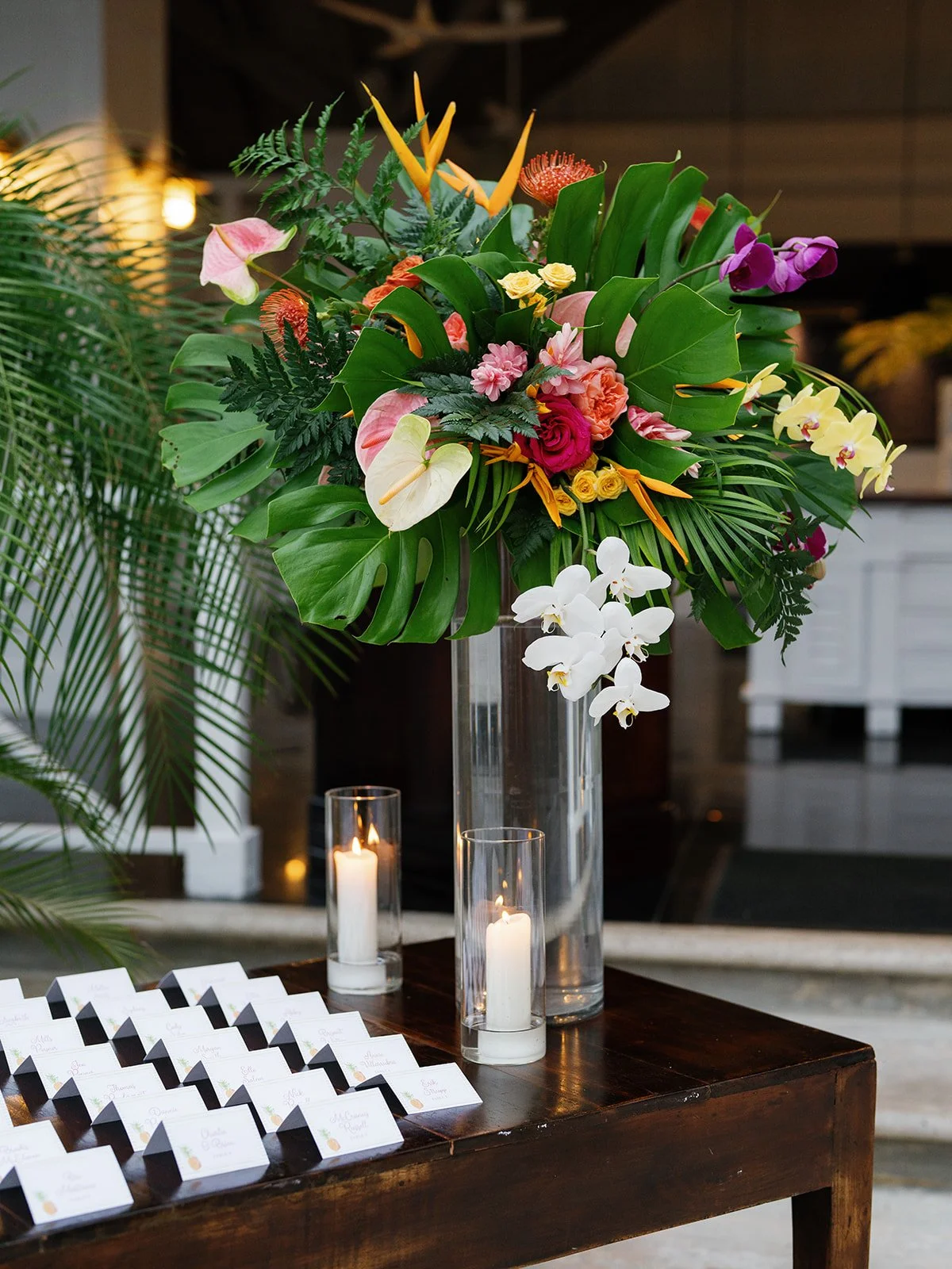 tropical wedding flowers reception jamaica 
