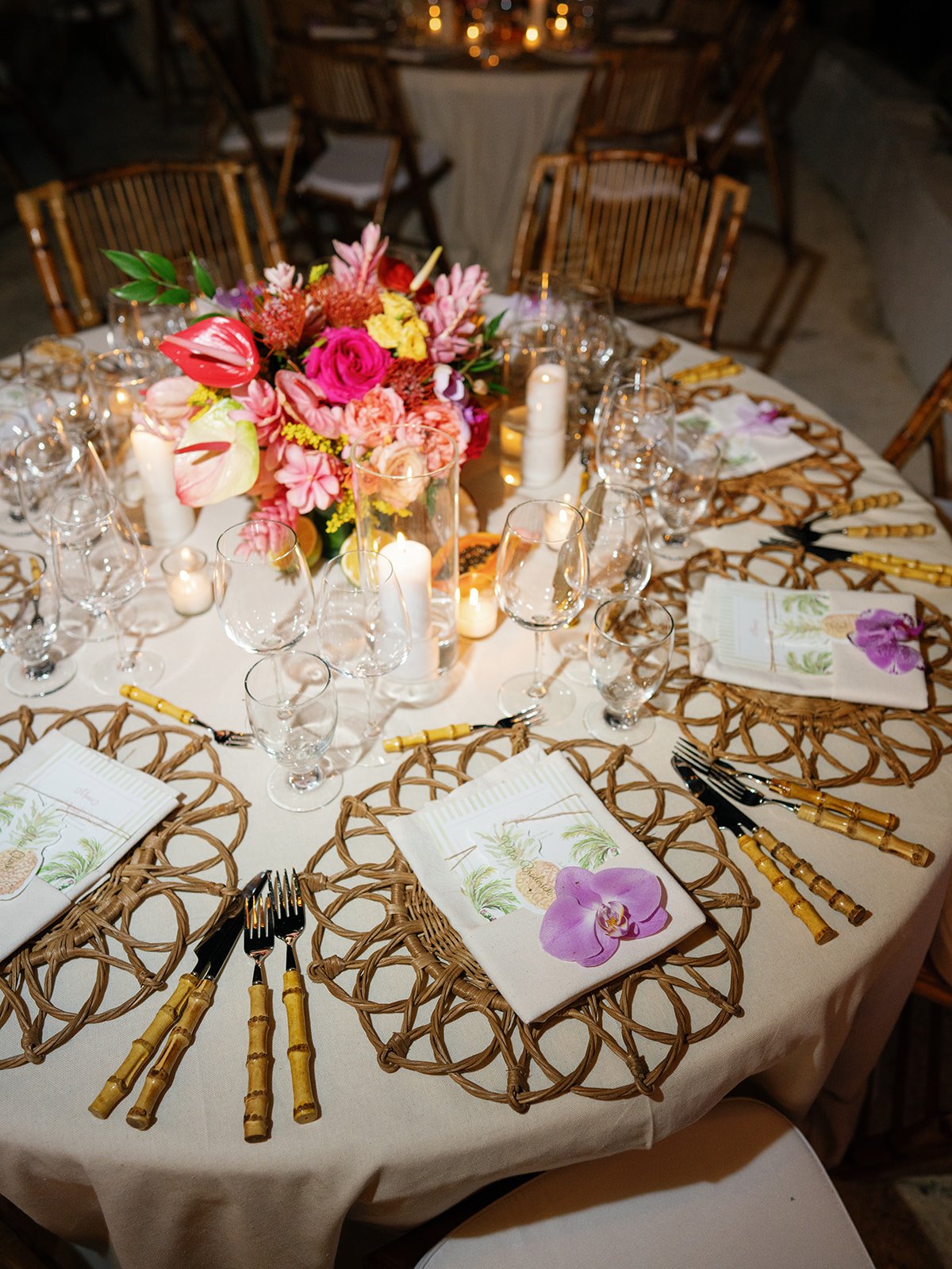 tropical wedding reception tables