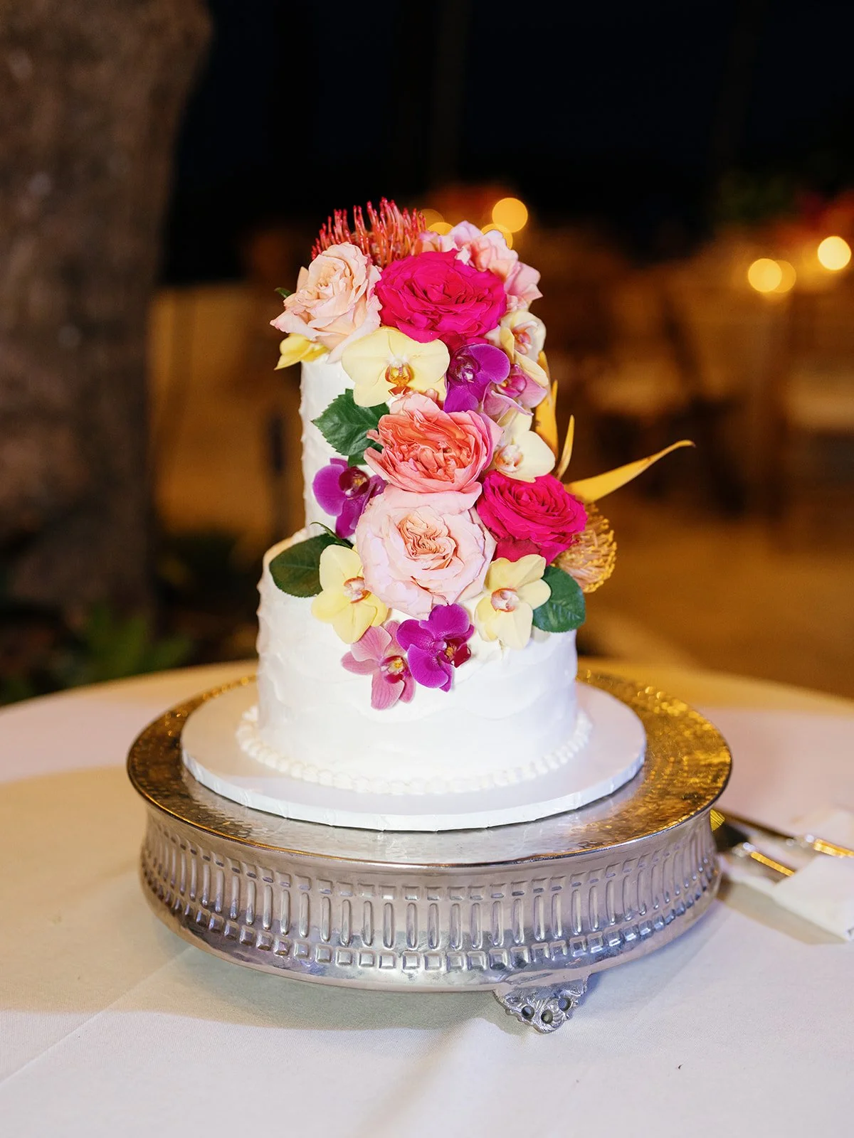 tropical wedding cake colorful floral