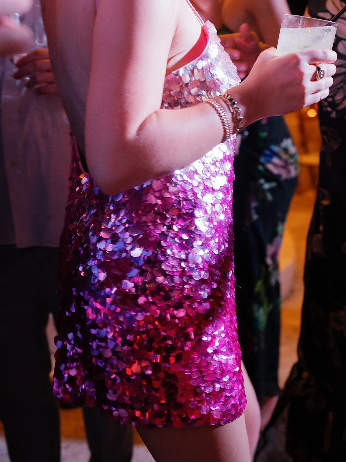 mini sequin pink dress