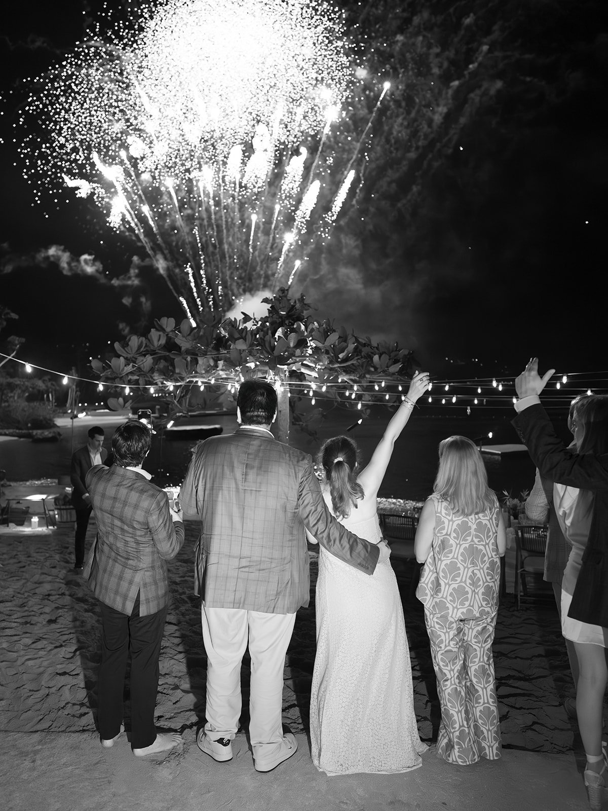 beach fireworks wedding rehearsal dinner jamaica