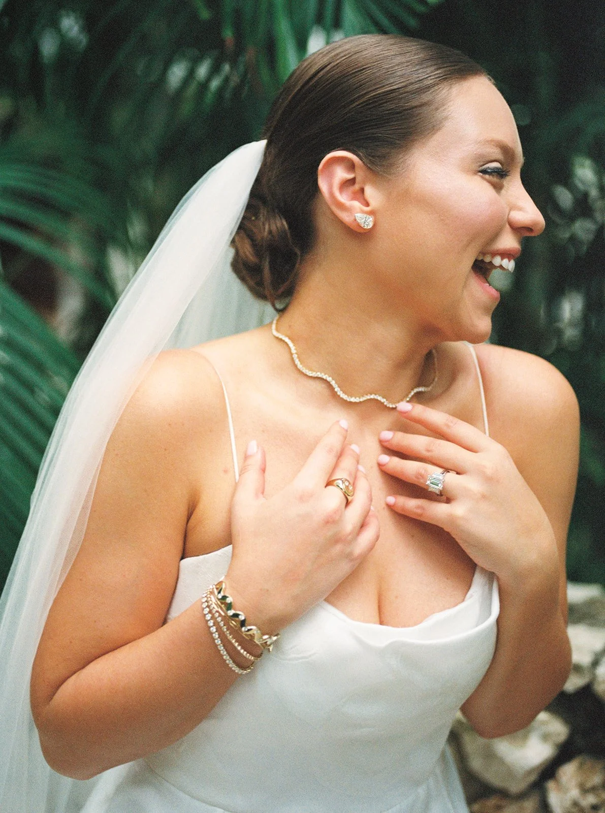 jamaica bridal portraits tropical wedding dress bridal hair and makeup