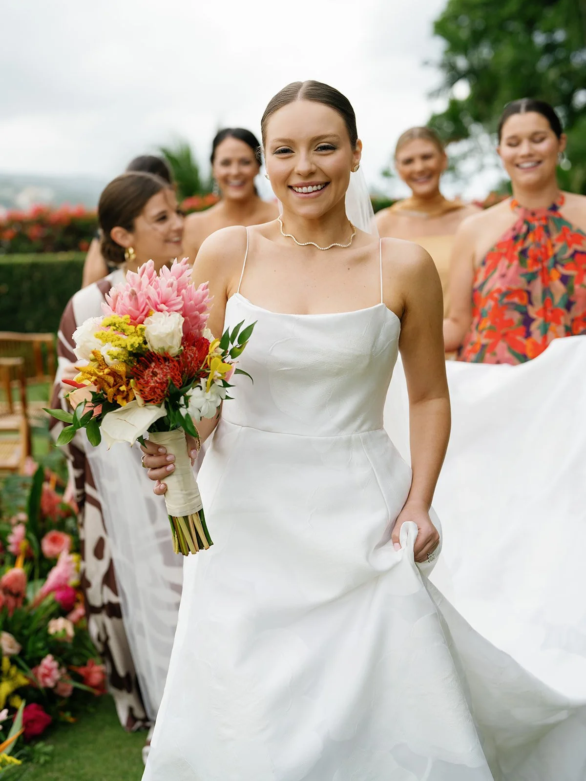 tropical wedding bridal party portraits