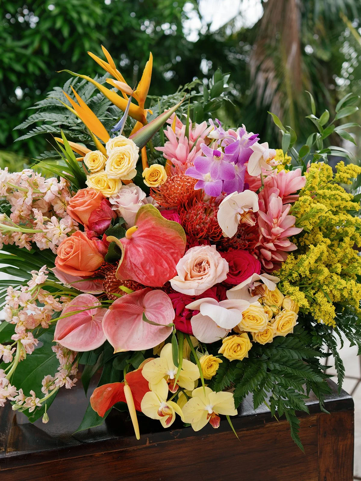 tropical wedding colorful flowers