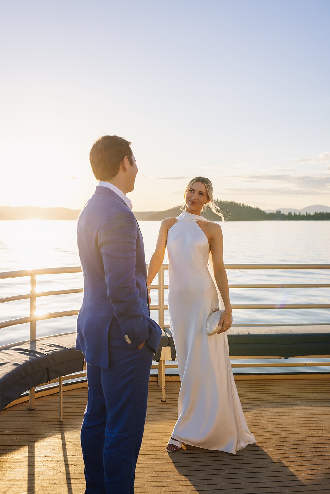 sunset lake cruise wedding