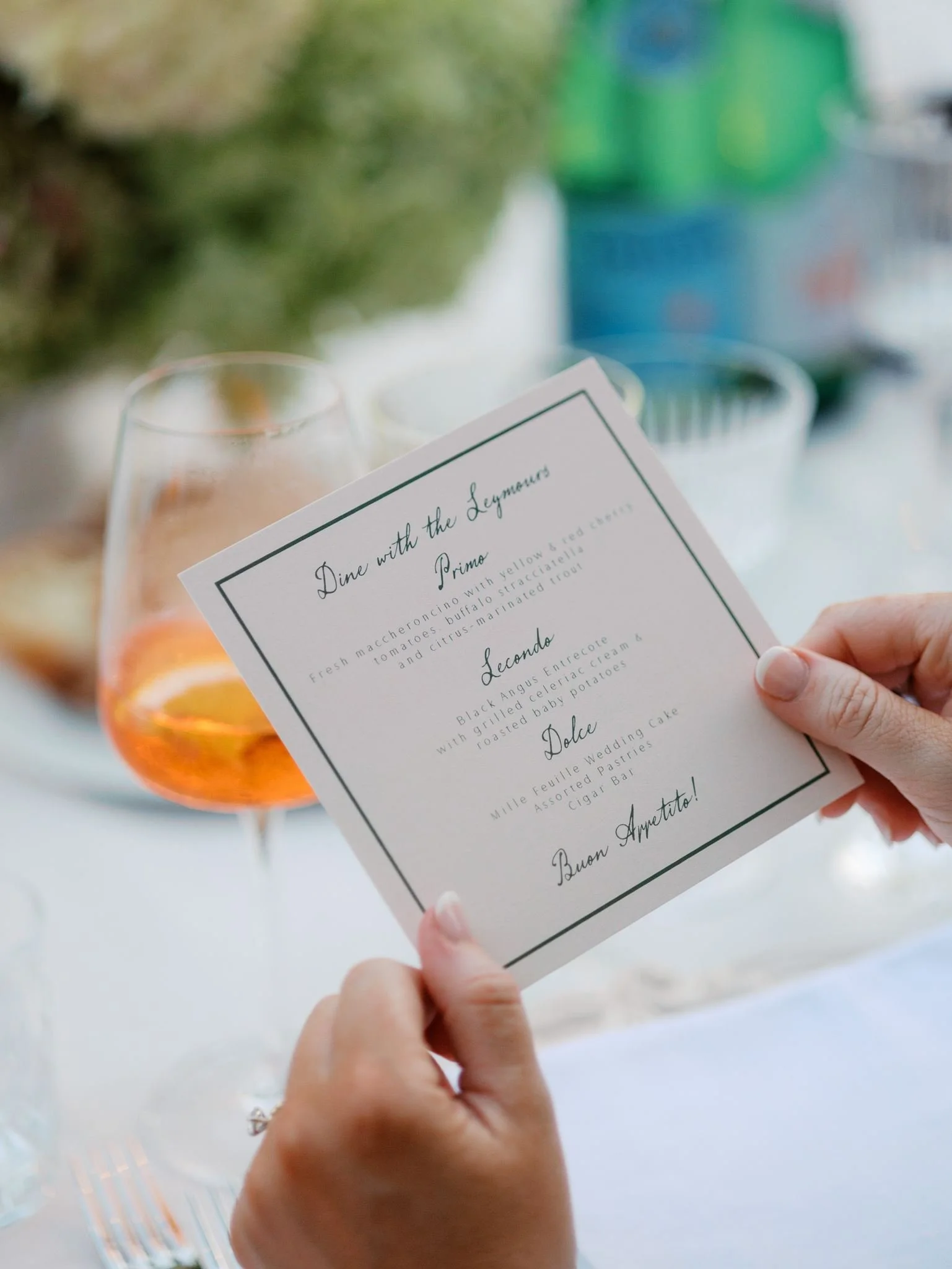italy wedding dinner menu stationery